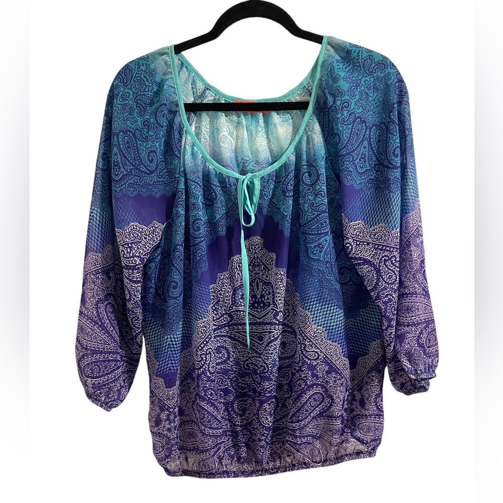 Spoiled brand size large blouse. NWTS never been worn. Tie top and elastic waist
